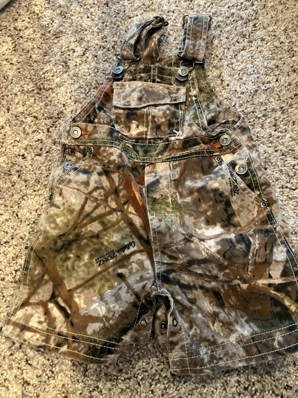 Cabela’s Camo Short Overalls - Brown/Green Size 12/18 months
